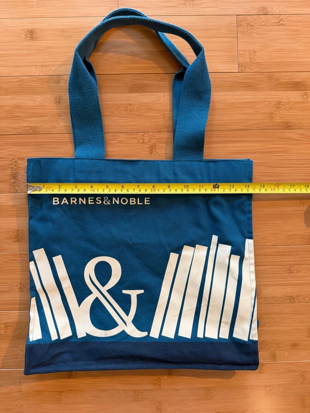 Barnes & Noble Blue Canvas Tote with interior pockets